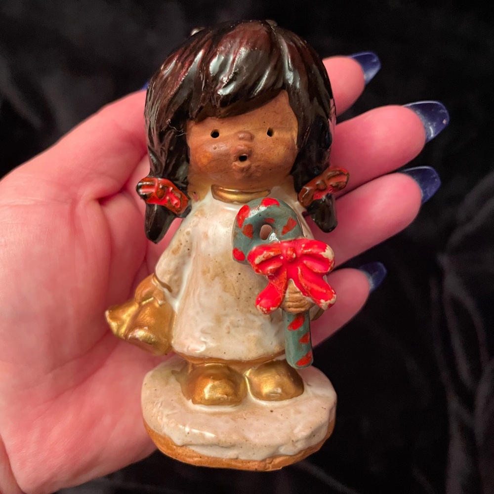 Vintage Napcoware Christmas Caroller Holding a Candy Cane & Bells Made in Japan